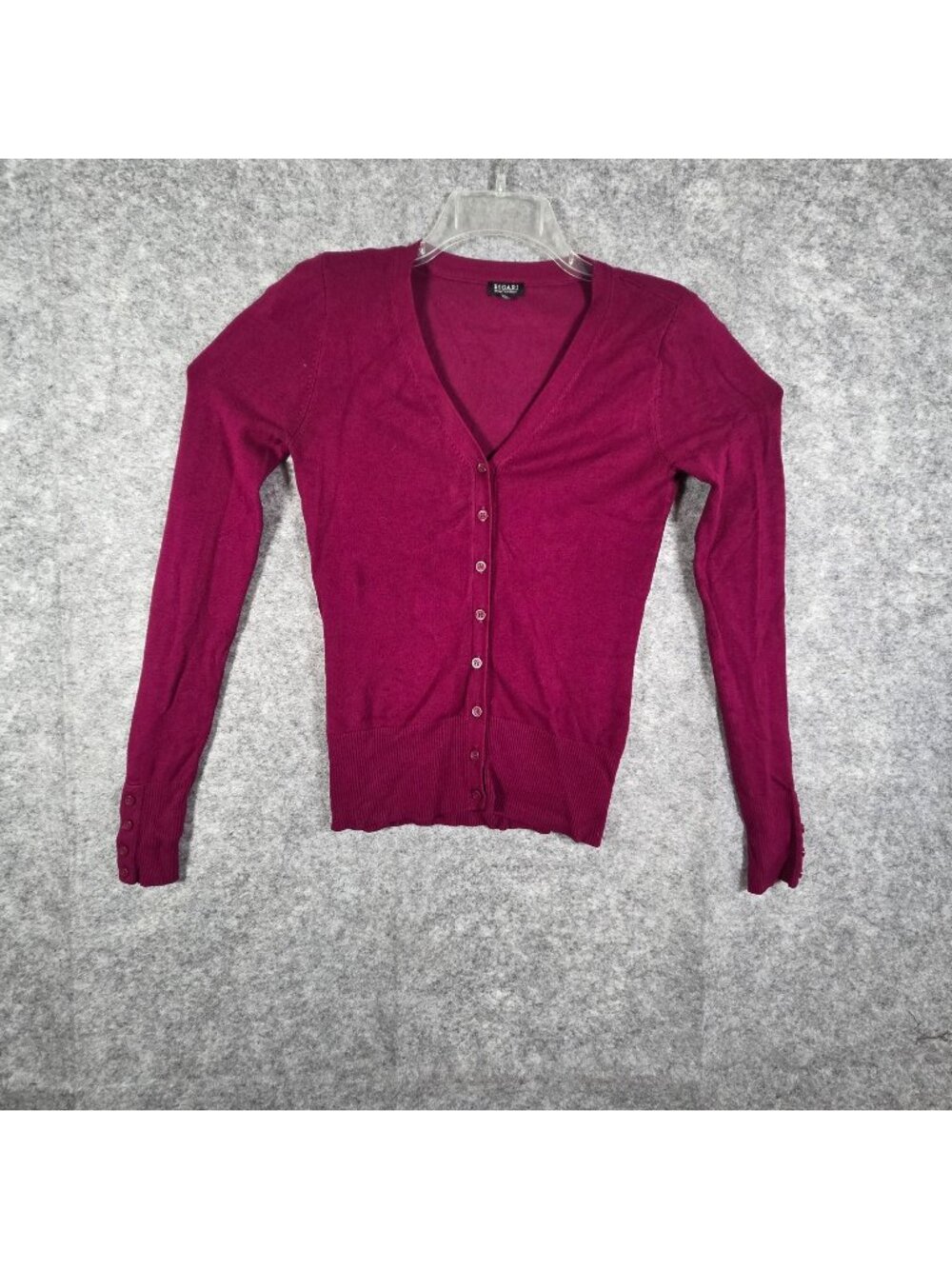 Bogari Women’s Maroon Button Down Cardigan Size S Long Sleeve Classic Preppy
